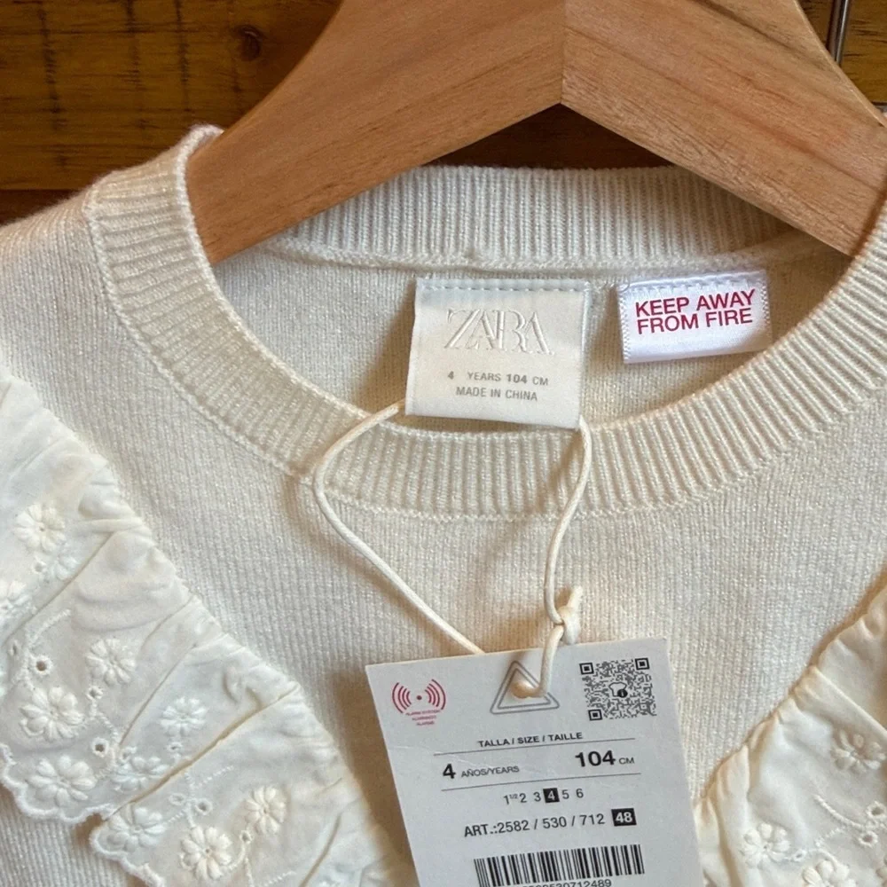 NWT Zara Cream Sweater and Leggings Set with Lace Detail